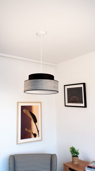 Lustr na lanku GRACE 1xE27/60W/230V pr. 40 cm černá/šedá