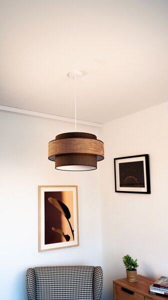 Lustr na lanku GRACE 1xE27/60W/230V pr. 40 cm hnědá/béžová