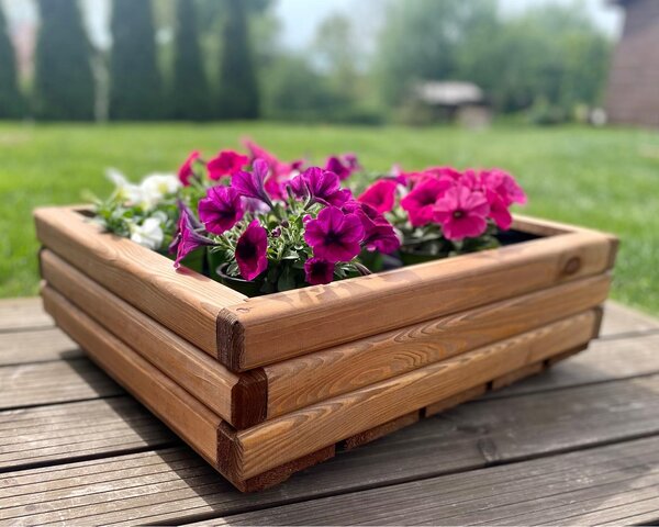 Dřevěný zahradní květináč AKSAMIT, teak, 600x600x300