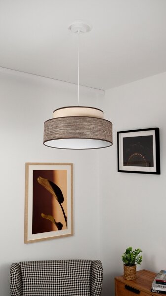 Lustr na lanku GRACE 1xE27/60W/230V pr. 40 cm krémová/hnědá