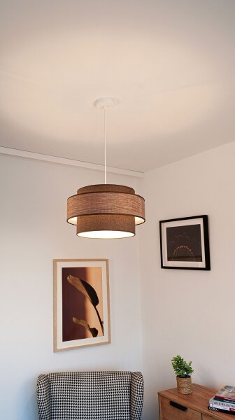 Lustr na lanku GRACE 1xE27/60W/230V pr. 40 cm hnědá/béžová