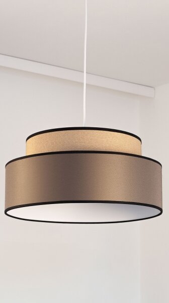 Lustr na lanku GRACE 1xE27/60W/230V pr. 40 cm béžová/hnědá