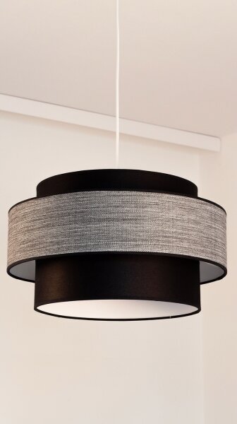 Lustr na lanku GRACE 1xE27/60W/230V pr. 40 cm černá/šedá