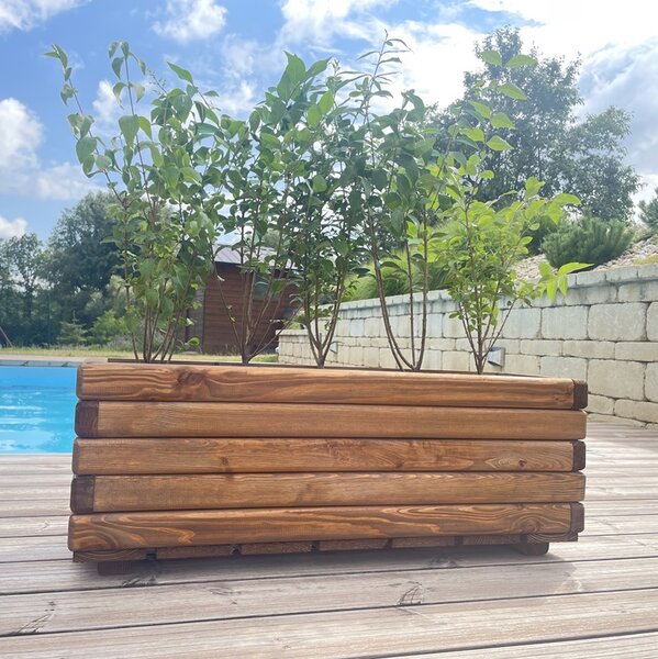 Dřevěný zahradní květináč AKSAMIT, teak, 800x250x300 (Krásné zpracování!)