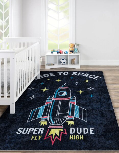 Koberec JUNIOR 52069.801 vesmír / raketa, černý