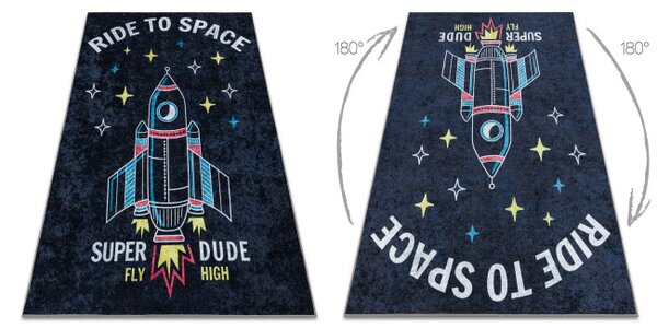 Koberec JUNIOR 52069.801 vesmír / raketa, černý