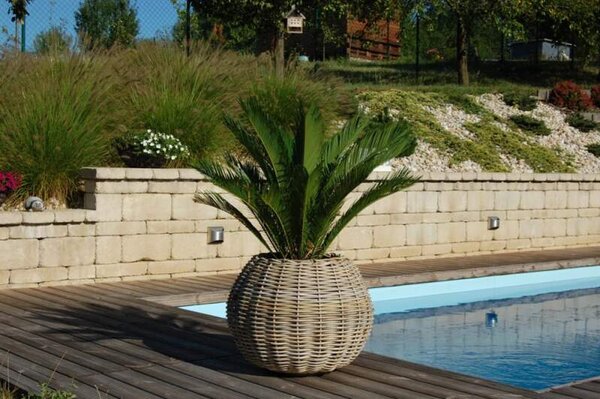 RATANOVÝ Květináč DRYPOT TINA XXXL, Grey, Ø68x53 cm (Van der Leeden®)
