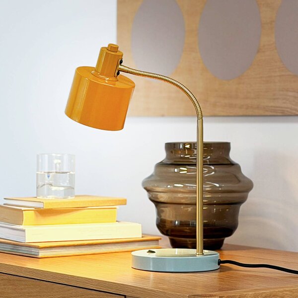 Dyberg Larsen Stolní lampa Ocean Flex, kari/tyrkysová, 45 cm, Žlutá / oranžová, Obývací pokoj / jídelna, kov, Skandinávský