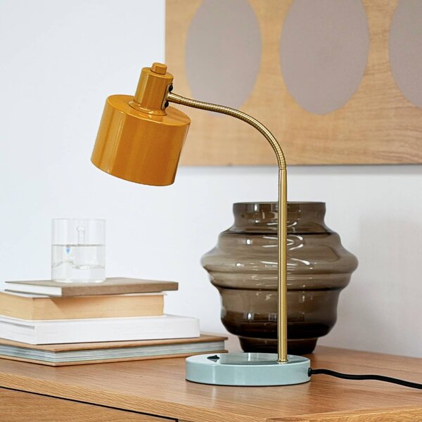 Dyberg Larsen Stolní lampa Ocean Flex, kari/tyrkysová, 45 cm, Žlutá / oranžová, Obývací pokoj / jídelna, kov, Skandinávský