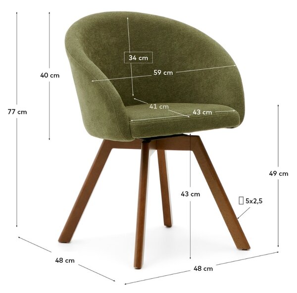 Zelená čalouněná otočná jídelní židle Kave Home Marvin