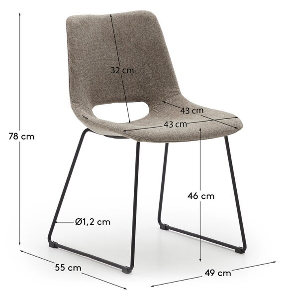 Hnědá látková jídelní židle Kave Home Zahara