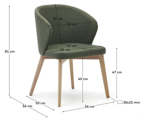 Zelená čalouněná jídelní židle Kave Home Darice