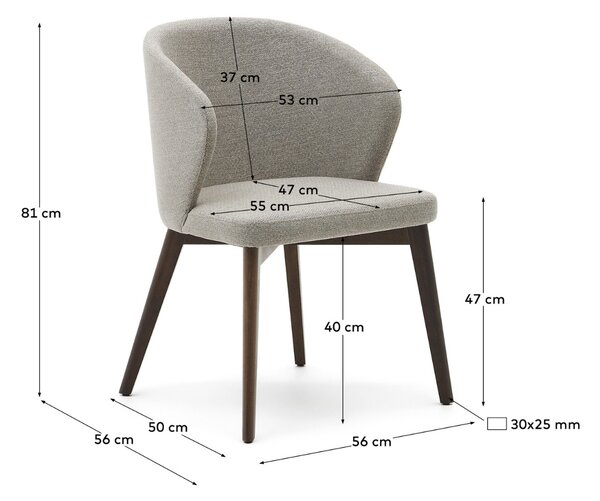 Hnědá čalouněná jídelní židle Kave Home Darice s tmavou podnoží