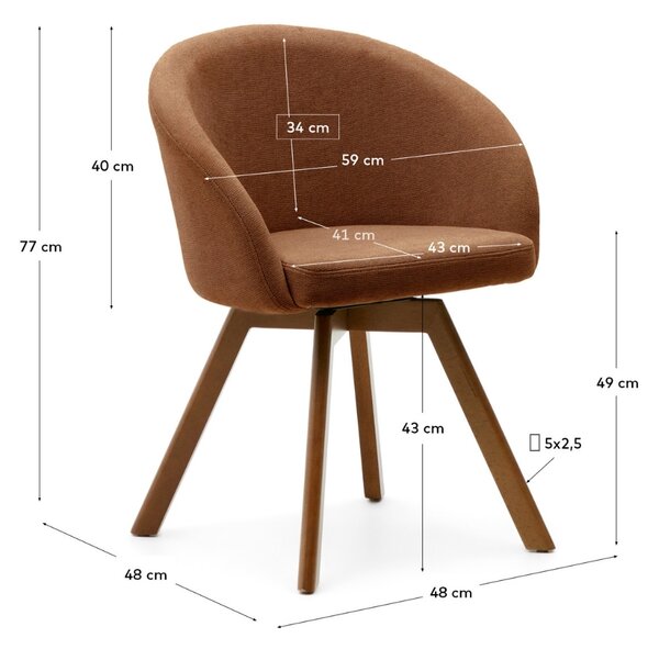 Hnědá čalouněná otočná jídelní židle Kave Home Marvin II
