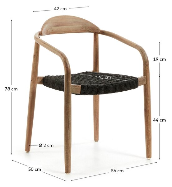 Dřevěná jídelní židle Kave Home Nina s černým výpletem