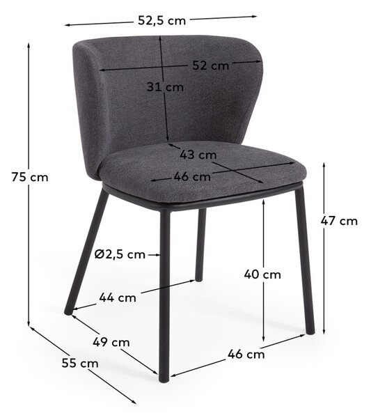 Kave Home Tmavě šedá jídelní židle Ciselia