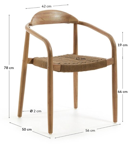 Dřevěná jídelní židle Kave Home Nina s hnědým výpletem
