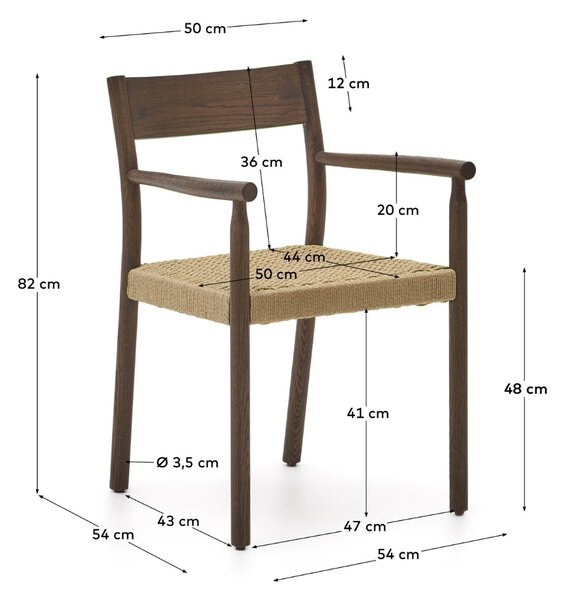 Ořechová jídelní židle Kave Home Yalia s výpletem