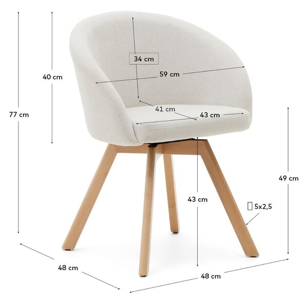 Bílá čalouněná otočná jídelní židle Kave Home Marvin II
