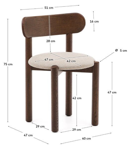 Ořechová jídelní židle Kave Home Nebai