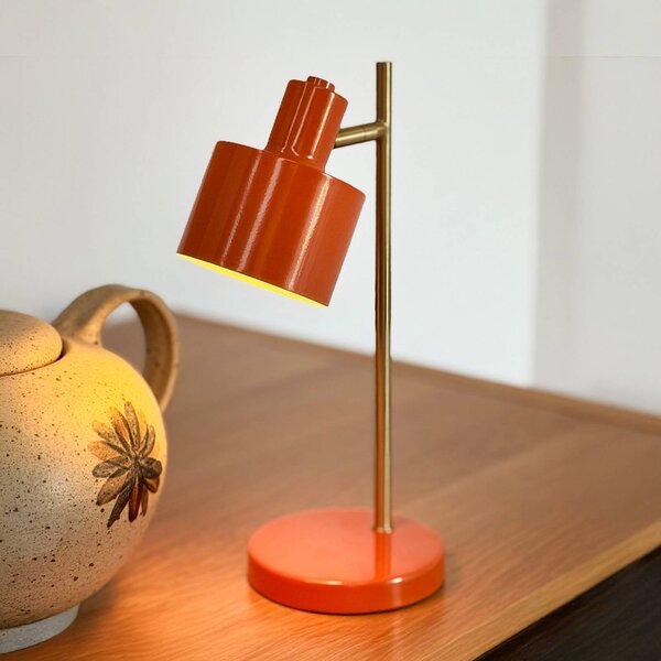 Dyberg Larsen LED stolní lampa na baterie Ocean Mini, oranžová, stmívatelný, Žlutá / oranžová, Obývací pokoj / jídelna, kov, Skandinávský