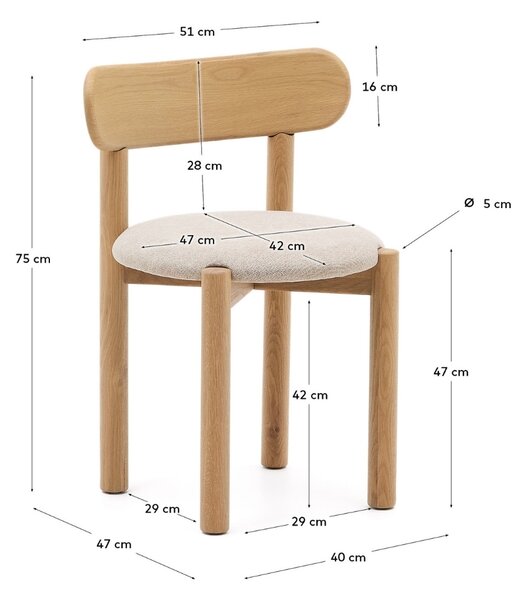 Dubová jídelní židle Kave Home Nebai