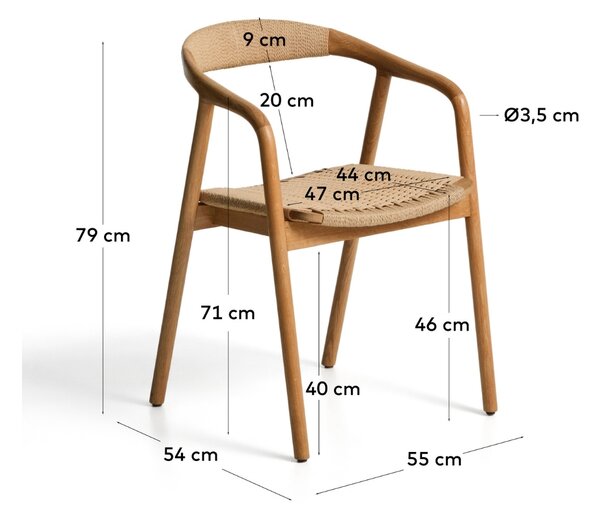 Kave Home Dubová jídelní židle Derile s výpletem