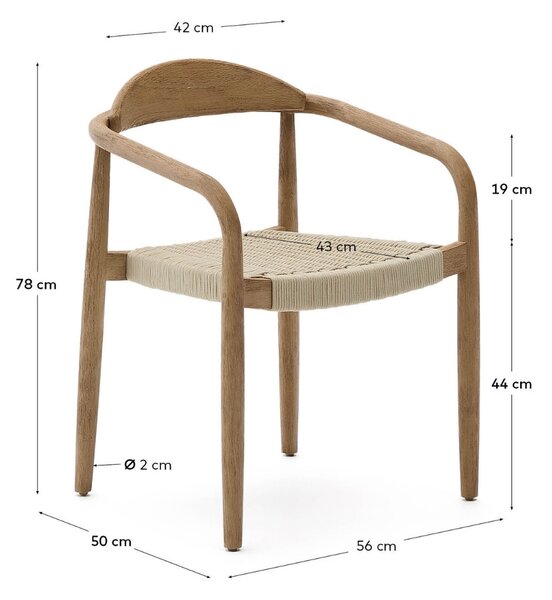 Dřevěná jídelní židle Kave Home Nina s béžovým výpletem