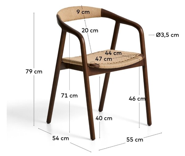 Kave Home Ořechová jídelní židle Derile s výpletem