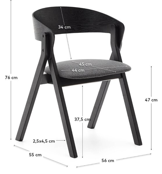 Černá dřevěná jídelní židle Kave Home Godia
