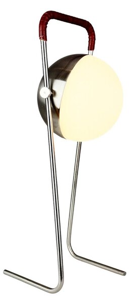 Dyberg Larsen LED stolní lampa na baterie Mova, vínová, IP44, stmívatelný, Chrom / stříbro, Obývací pokoj / jídelna, kov, Skandinávský