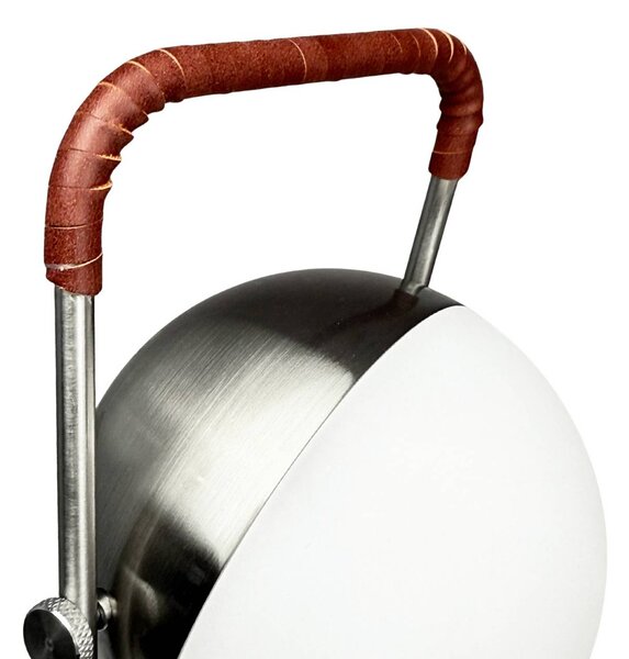 Dyberg Larsen LED stolní lampa na baterie Mova, vínová, IP44, stmívatelný, Chrom / stříbro, Obývací pokoj / jídelna, kov, Skandinávský