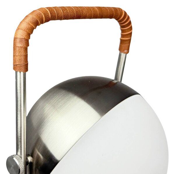 Dyberg Larsen LED stolní lampa na baterie Mova, hnědá, IP44, stmívatelný, Chrom / stříbro, Obývací pokoj / jídelna, kov, Skandinávský