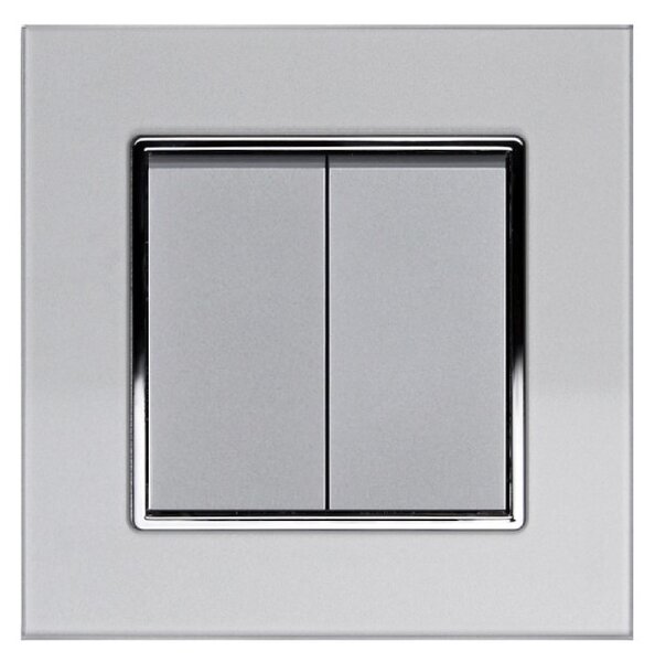 Elhard Vypínač Royal Glass Elegant č.5 se skleněným rámečkem, stříbrný - kompletní YE5305S