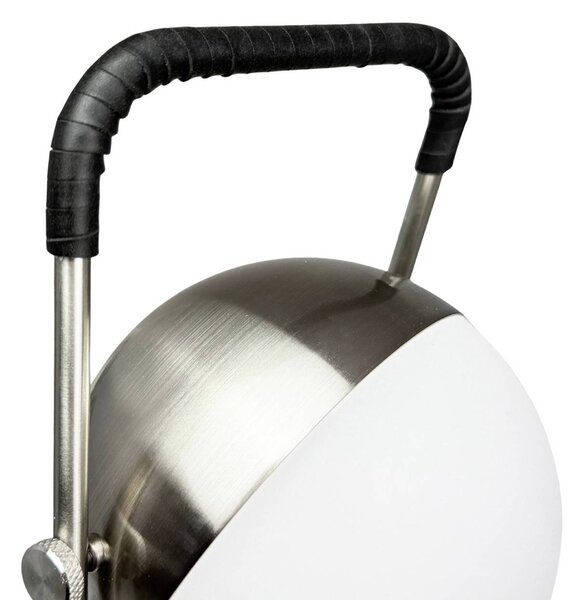 Dyberg Larsen LED stolní lampa na baterie Mova, černá, IP44, stmívatelný, Chrom / stříbro, Obývací pokoj / jídelna, kov, Skandinávský