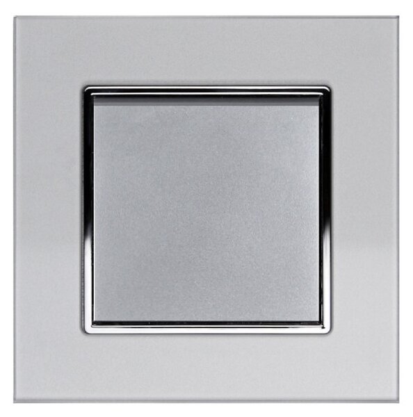 Elhard Vypínač Royal Glass Elegant č.1 se skleněným rámečkem, stříbrný- kompletní YE5301S