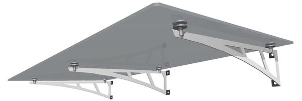 Strisky-polymer.cz GREY - ŠEDÉ SKLO stříška nad vchod s rameny,hl.100cm 180 cm Nerez