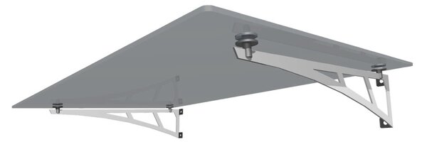 Strisky-polymer.cz GREY - ŠEDÉ SKLO stříška nad vchod s rameny,hl.100cm 140 cm Nerez
