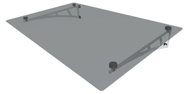 Strisky-polymer.cz GREY - ŠEDÉ SKLO stříška nad vchod s rameny,hl.100cm 140 cm Nerez