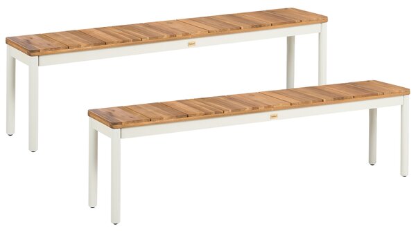 Sada 2 zahradních laviček GIOVINAZZO 32 cm Akáciové dřevo Hnědá