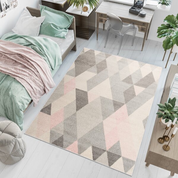 Makro Abra Kusový koberec LAZUR C946B šedý růžový Rozměr: 160x220 cm