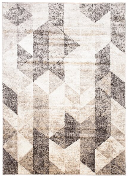 Makro Abra Kusový koberec PETRA 3019 1 244 Geometrický Moderní šedý béžový hnědý Rozměr: 80x150 cm