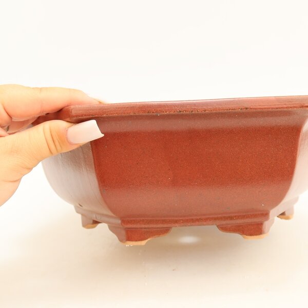E-bonsai Keramická bonsai miska 28 x 24,5 x 9 cm vínová