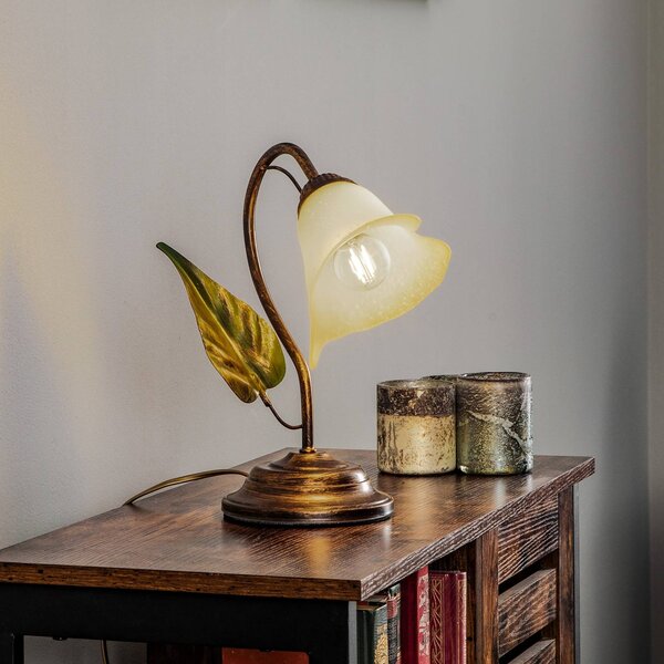 ONLI Stolní lampa Miranda jednoplamenná, bronzová, Bronz / starožitná mosaz, Obývací pokoj / jídelna, kov, Florentinský