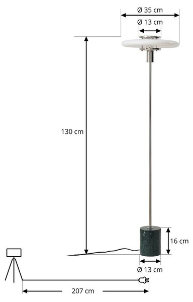 Lindby stojací lampa Branford, retro, bílá/zelená, opálové sklo/mramor, Zelená, Obývací pokoj / jídelna, Sklo, Vintage