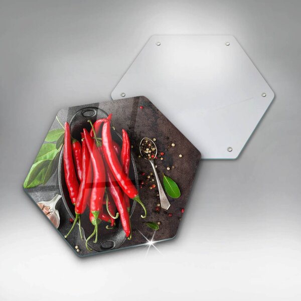 Skleněná deska do kuchyně Červené chilli papričky