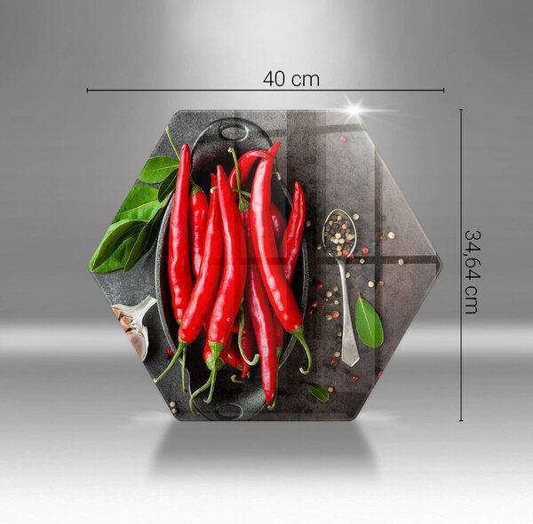 Skleněná deska do kuchyně Červené chilli papričky