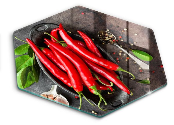 Skleněná deska do kuchyně Červené chilli papričky