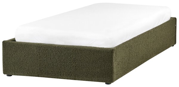 Postel s úložným prostorem bez čela DINAN Buklé Tmavě zelená 90 x 200 cm