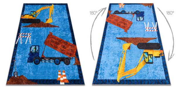Koberec JUNIOR 51827.803 nákladní automobil / bagr, modrý